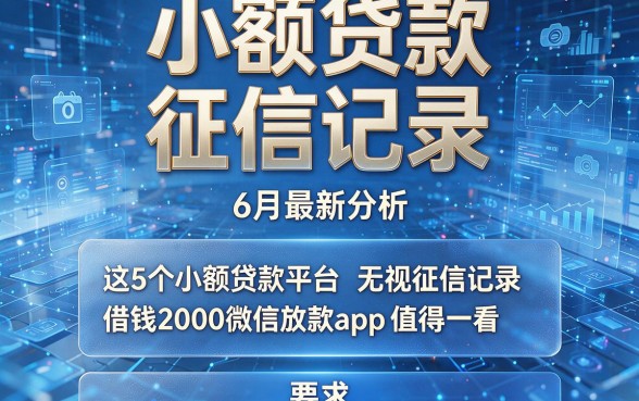 小额贷款 征信记录6月最新分析，这5个小额贷款平台无视征信记录借钱2000微信放款app值得一看