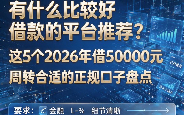 有什么比较好借款的平台推荐？这5个2026年借50000元周转合适的正规口子盘点