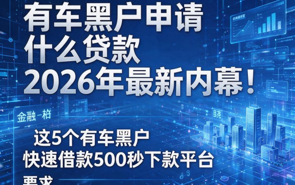 有车黑户申请什么贷款2026年最新内幕！揭秘这5个有车黑户快速借款500秒下款平台