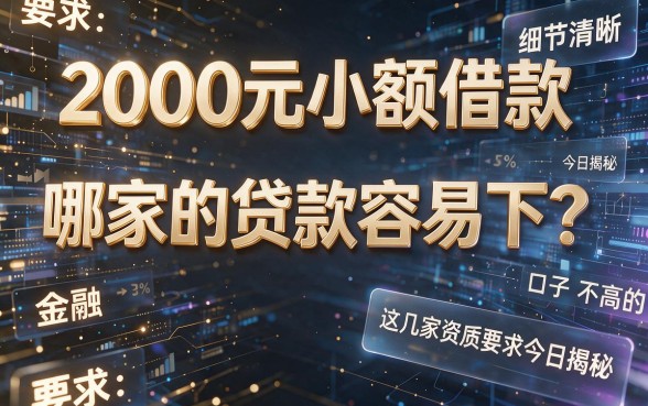 2000元小额借款哪家的贷款容易下?这几家资质要求不高的口子今日揭秘
