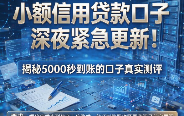 小额信用贷款口子深夜紧急更新！揭秘5000秒到账的口子真实测评