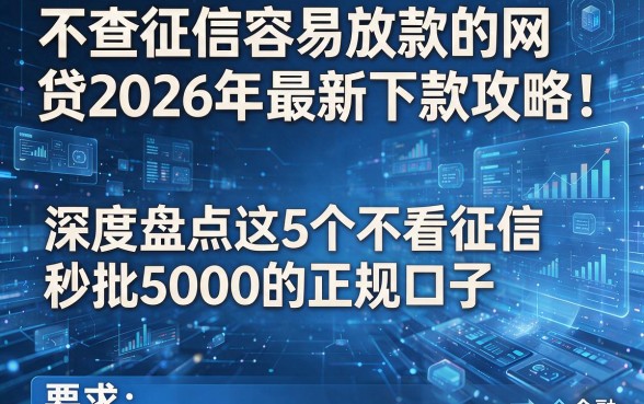 不查征信容易放款的网贷2026年最新下款攻略!深度盘点这5个不看征信秒批5000的正规口子