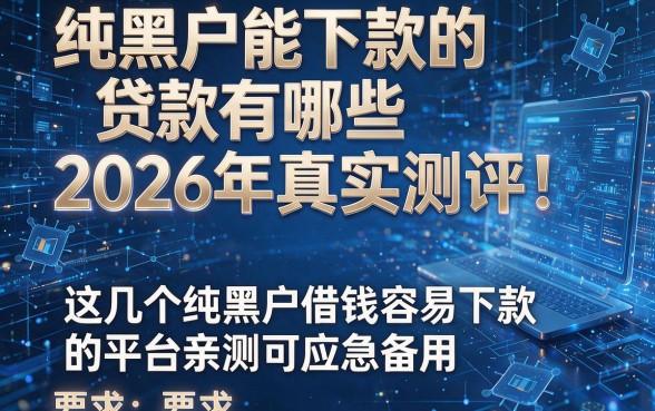 纯黑户能下款的贷款有哪些2026年真实测评！这几个纯黑户借钱容易下款的平台亲测可应急备用