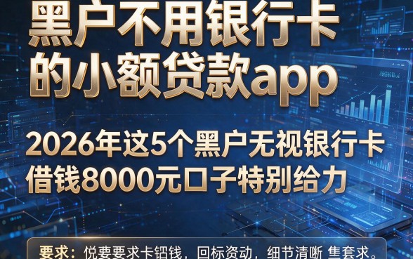 黑户不用银行卡的小额贷款app,2026年这5个黑户无视银行卡借钱8000元口子特别给力