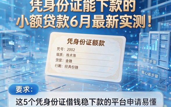 凭身份证能下款的小额贷款6月最新实测！这5个凭身份证借钱稳下款的平台申请步骤省心易懂