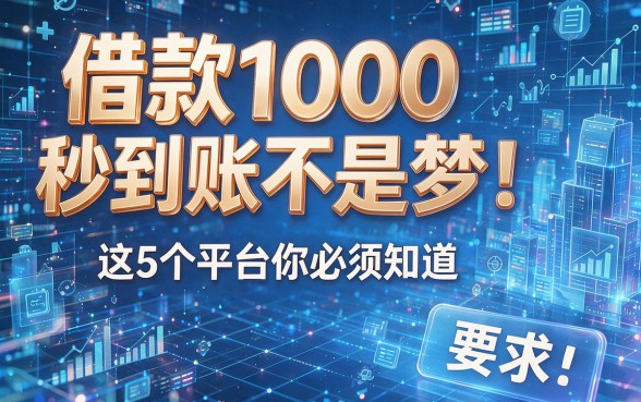 借款1000秒到账不是梦！这5个平台你必须知道！