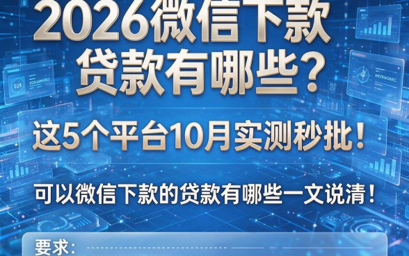 2026微信下款贷款有哪些?这5个平台10月实测秒批!可以微信下款的贷款有哪些一文说清!