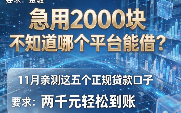 急用2000块不知道哪个平台能借?11月亲测这五个正规贷款口子,两千元轻松到账!