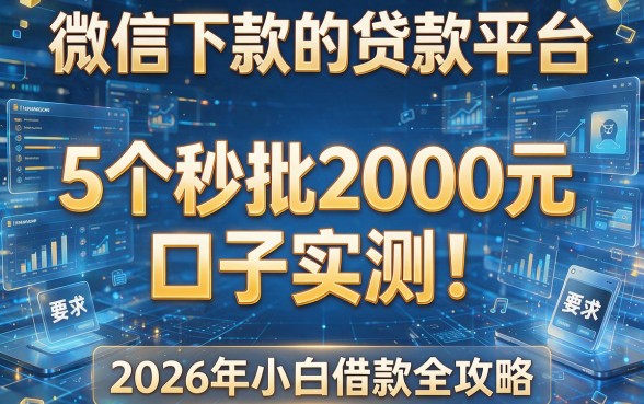 微信下款的贷款平台:5个秒批2000元口子实测!2026年小白借款全攻略