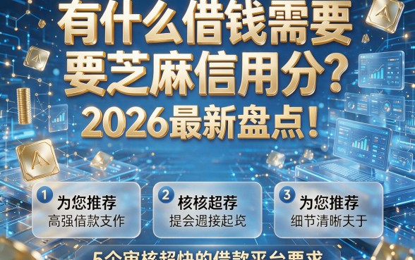 有什么借钱需要芝麻信用分?2026最新盘点!为您推荐5个审核超快的借款平台