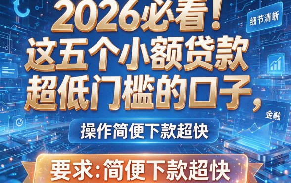 2026必看!这五个小额贷款超低门槛的口子,操作简便下款超快
