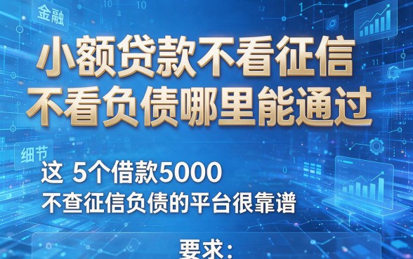 小额贷款不看征信不看负债哪里能通过，这5个借款5000不查征信负债的平台很靠谱