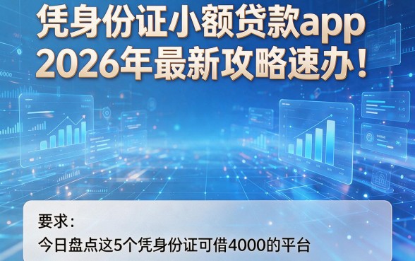 凭身份证小额贷款app2026年最新攻略速办!今日盘点这5个凭身份证可借4000的平台