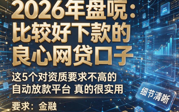 2026年盘点:比较好下款的良心网贷口子,这5个对资质要求不高的自动放款平台真的很实用