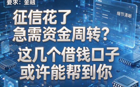 征信花了急需资金周转？这几个借钱口子或许能帮到你！