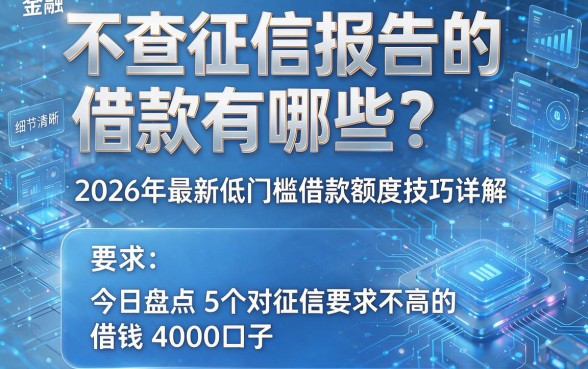 不查征信报告的借款有哪些?2026年最新低门槛借款额度技巧详解,今日盘点5个对征信要求不高的借钱4000口子