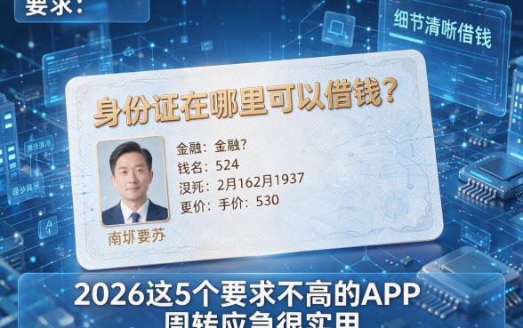 身份证在哪里可以借钱?2026这5个要求不高的APP,周转应急很实用