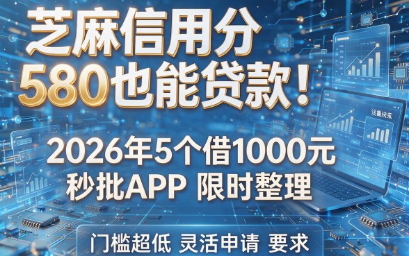 芝麻信用分580也能贷款！2026年5个借1000元秒批APP限时整理，门槛超低灵活申请