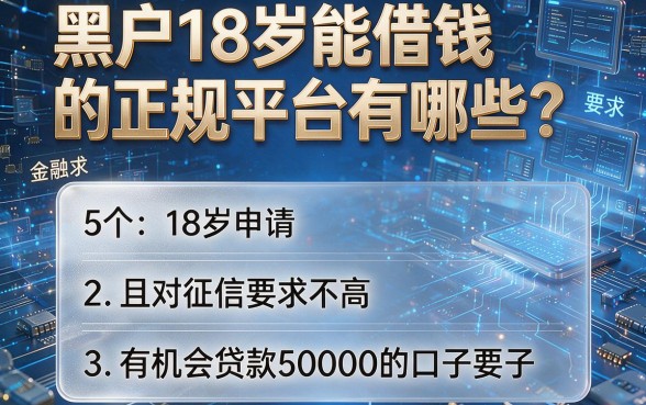 黑户18岁能借钱的正规平台有哪些?为你盘点5个18岁申请且对征信要求不高、有机会贷款50000的口子