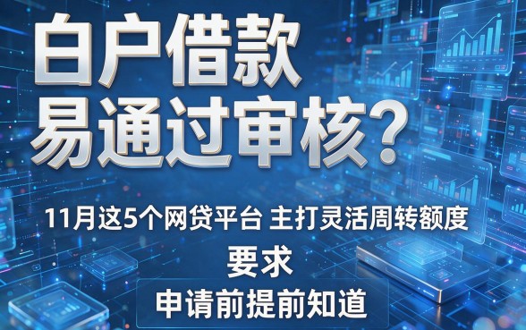 白户借款易通过审核?11月这5个网贷平台主打灵活周转额度,申请前提前知道!
