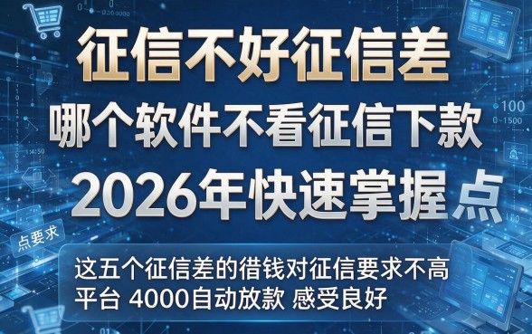 征信不好征信差哪个软件不看征信下款快一点2026年快速掌握,这五个征信差的借钱对征信要求不高平台4000自动放款感受良好