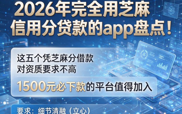 2026年完全用芝麻信用分贷款的app盘点:这五个凭芝麻分借款对资质要求不高、1500元必下款的平台值得加入