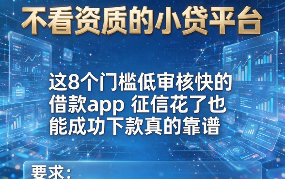 不看资质的小贷平台,这8个门槛低审核快的借款app征信花了也能成功下款真的靠谱