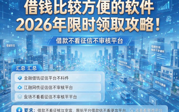 借钱比较方便的软件2026年限时领取攻略!本篇汇总这五大借款不看征信不审核平台