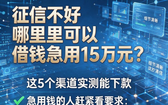 征信不好哪里可以借钱急用15万元?这5个渠道实测能下款,急用钱的人赶紧看!