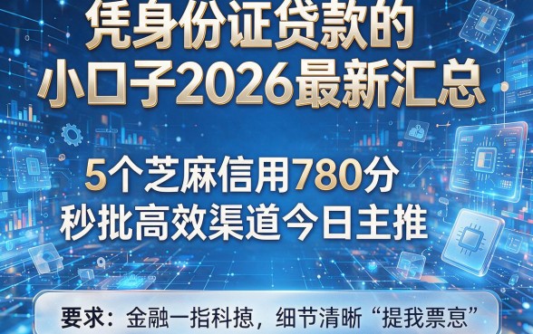 凭身份证贷款的小口子2026最新汇总:5个芝麻信用780分秒批高效渠道今日主推!