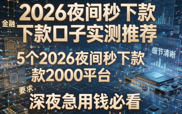 2026夜间秒下款口子实测推荐:5个2026夜间秒下款2000平台,深夜急用钱必看!