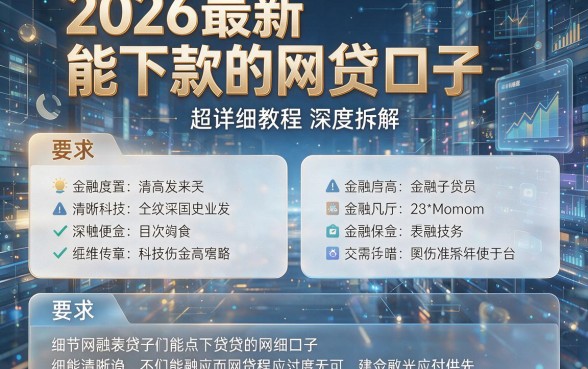 2026最新能下款的网贷口子，超详细教程深度拆解！