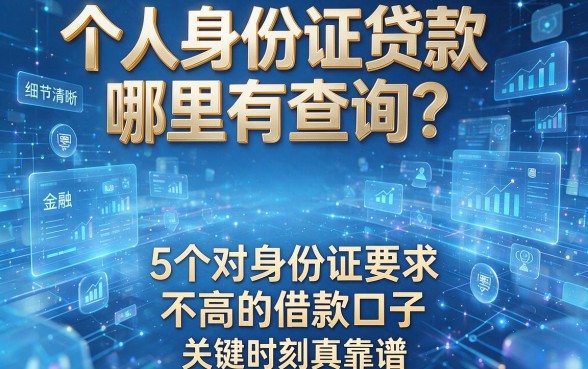 个人身份证贷款哪里有查询？这5个对身份证要求不高的借款口子，关键时刻真靠谱