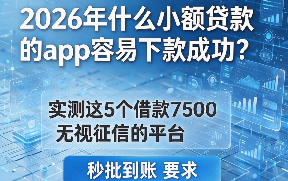 2026年什么小额贷款的app容易下款成功？实测这5个借款7500无视征信的平台，秒批到账！