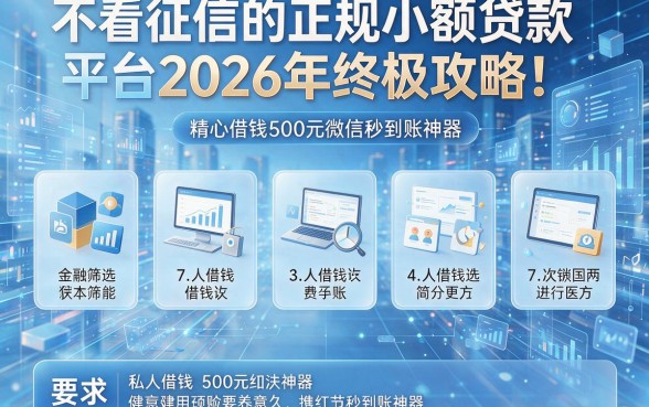 不看征信的正规小额贷款平台2026年终极攻略!精心筛选五个私人借钱500元微信秒到账神器