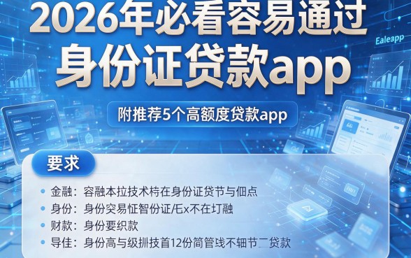 2026年必看容易通过的身份证贷款app,附带推荐5个高额度贷款app