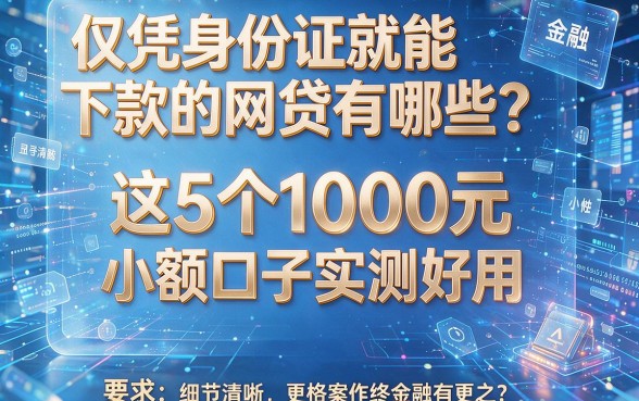 仅凭身份证就能下款的网贷有哪些？这5个1000元小额口子实测好用！