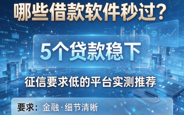 哪些借款软件秒过?5个贷款稳下、征信要求低的平台实测推荐