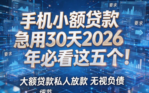 手机小额贷款急用30天2026年必看这五个!大额贷款私人放款无视负债