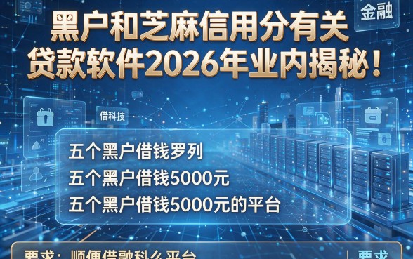 黑户和芝麻信用分有关贷款软件2026年业内揭秘!顺便罗列五个黑户借钱5000元的平台
