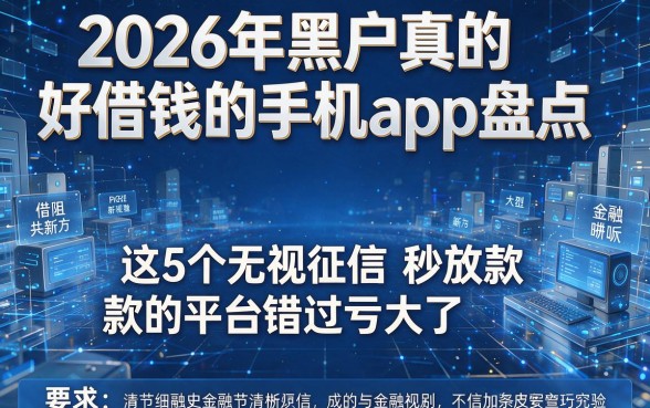 2026年黑户真的好借钱的手机app盘点,这5个无视征信秒放款的平台错过亏大了