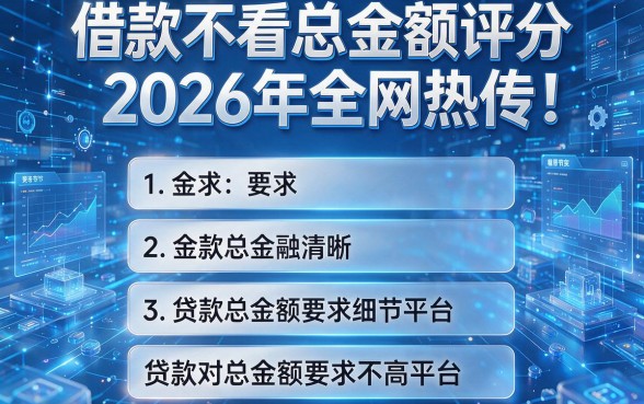 借款不看总金额评分2026年全网热传!盘点五个贷款对总金额要求不高平台