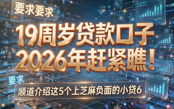 19周岁贷款口子2026年赶紧瞧!顺道介绍这5个上芝麻负面的小贷6