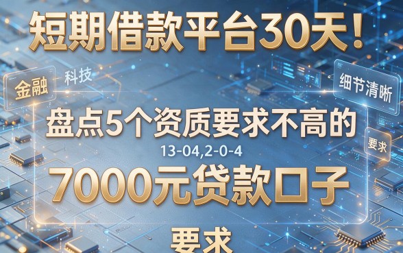 短期借款平台30天！盘点5个资质要求不高的7000元贷款口子