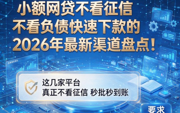 小额网贷不看征信不看负债快速下款的2026年最新渠道盘点!这几家平台真正不看征信秒批秒到账!