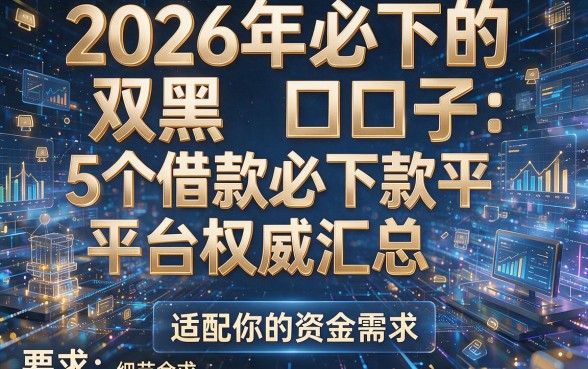 2026年必下的双黑口子:5个借款必下款平台权威汇总,适配你的资金需求