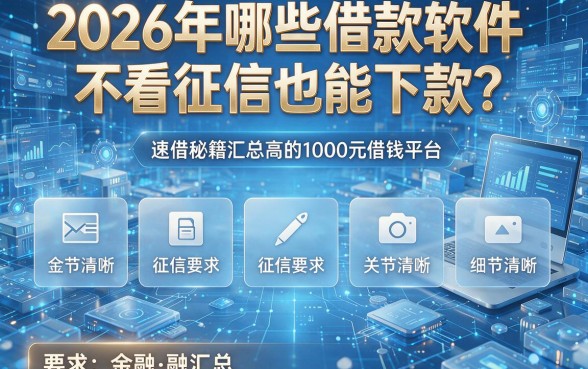 2026年哪些借款软件不看征信也能下款？速借秘籍汇总五个对征信要求不高的1000元借钱平台