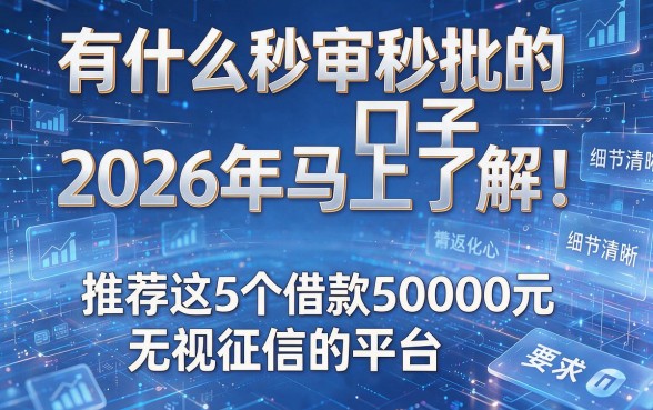 有什么秒审秒批的口子2026年马上了解！推荐这5个借款50000元无视征信的平台