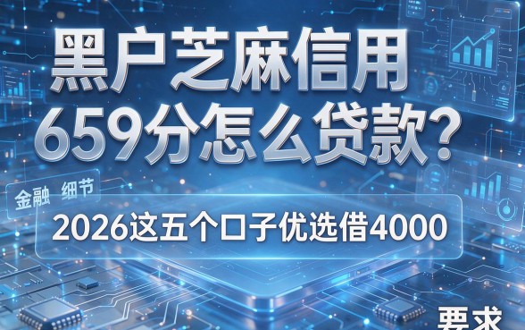 黑户芝麻信用659分怎么贷款?2026这五个口子优选借4000!