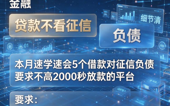 贷款不看征信和负债,本月速学速会5个借款对征信负债要求不高2000秒放款的平台